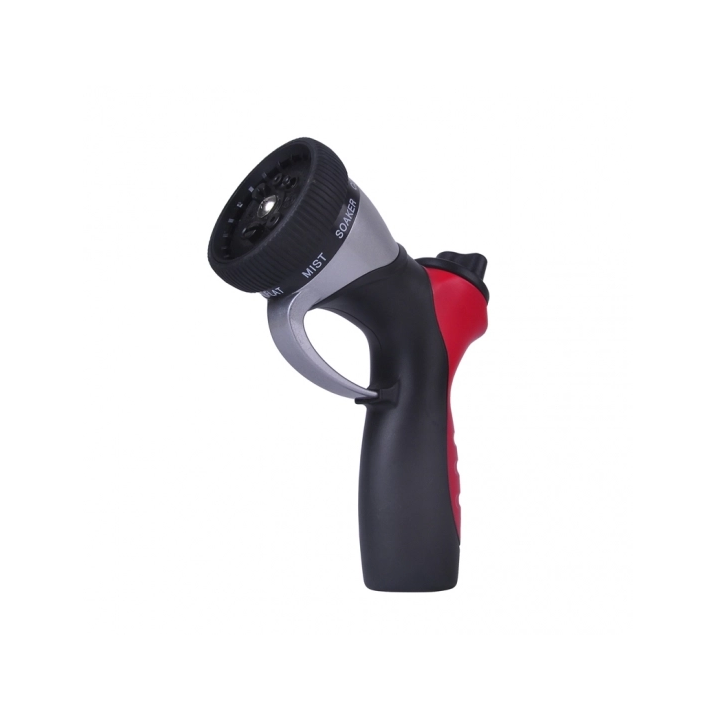 8-Pattern Heavy-Duty Aluminium Hose Nozzle with Rear Trigger and Continuous Flow Lock