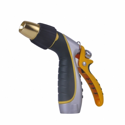 Adjustable 3-Way Rear Trigger Metal Hose Nozzle with Brass Head And TPR Grip