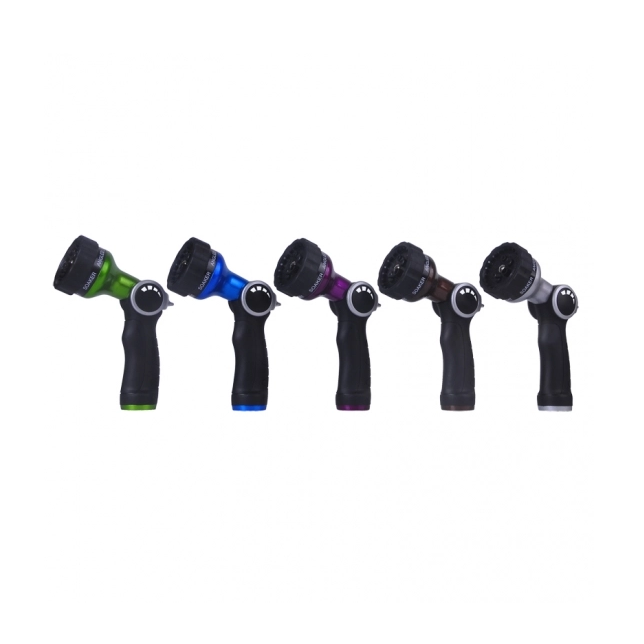 8-Pattern Zinc Metal Hose Nozzle with Thumb ON/OFF Control
