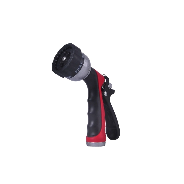 Heavy-Duty Metal 8-Pattern Garden Hose Nozzle with Ergonomic Rear Trigger Lock
