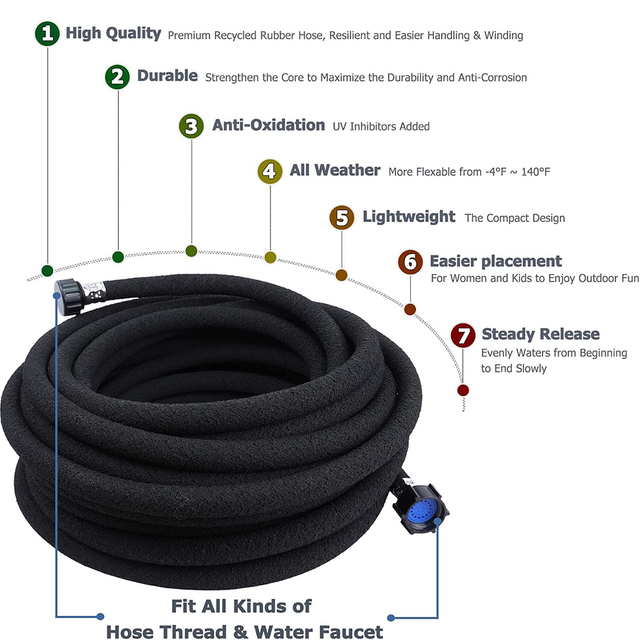 50FT Flexible Buriable Soaker Hose for Landscapes