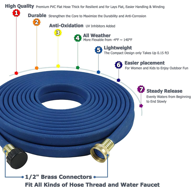 H2O WORKS 50 ft Lay-Flat Soaker Hose with Brass Ends