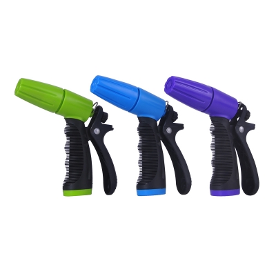 Plastic Rear Trigger Garden Hose Nozzle with Adjustable Head And Rubber Grip