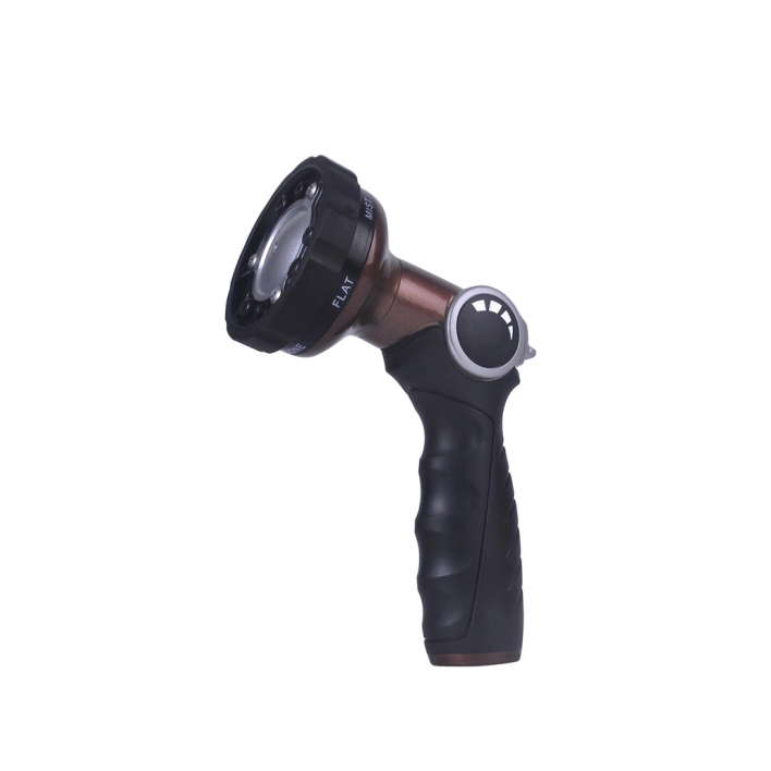 6-Pattern Heavy-Duty Metal Garden Hose Nozzle with Thumb ON/OFF Control