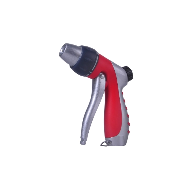 Heavy-Duty Zinc 6-Pattern Garden Hose Nozzle with Front Trigger and TPR Grip