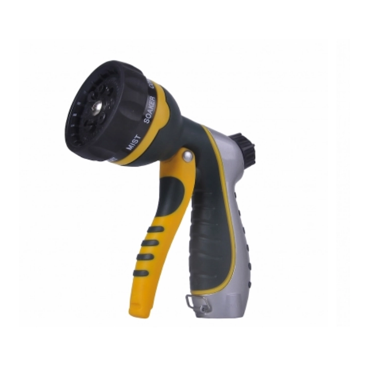 Heavy-Duty Metal 8-Pattern Front Trigger Hose Nozzle with Ergonomic TPR Grip