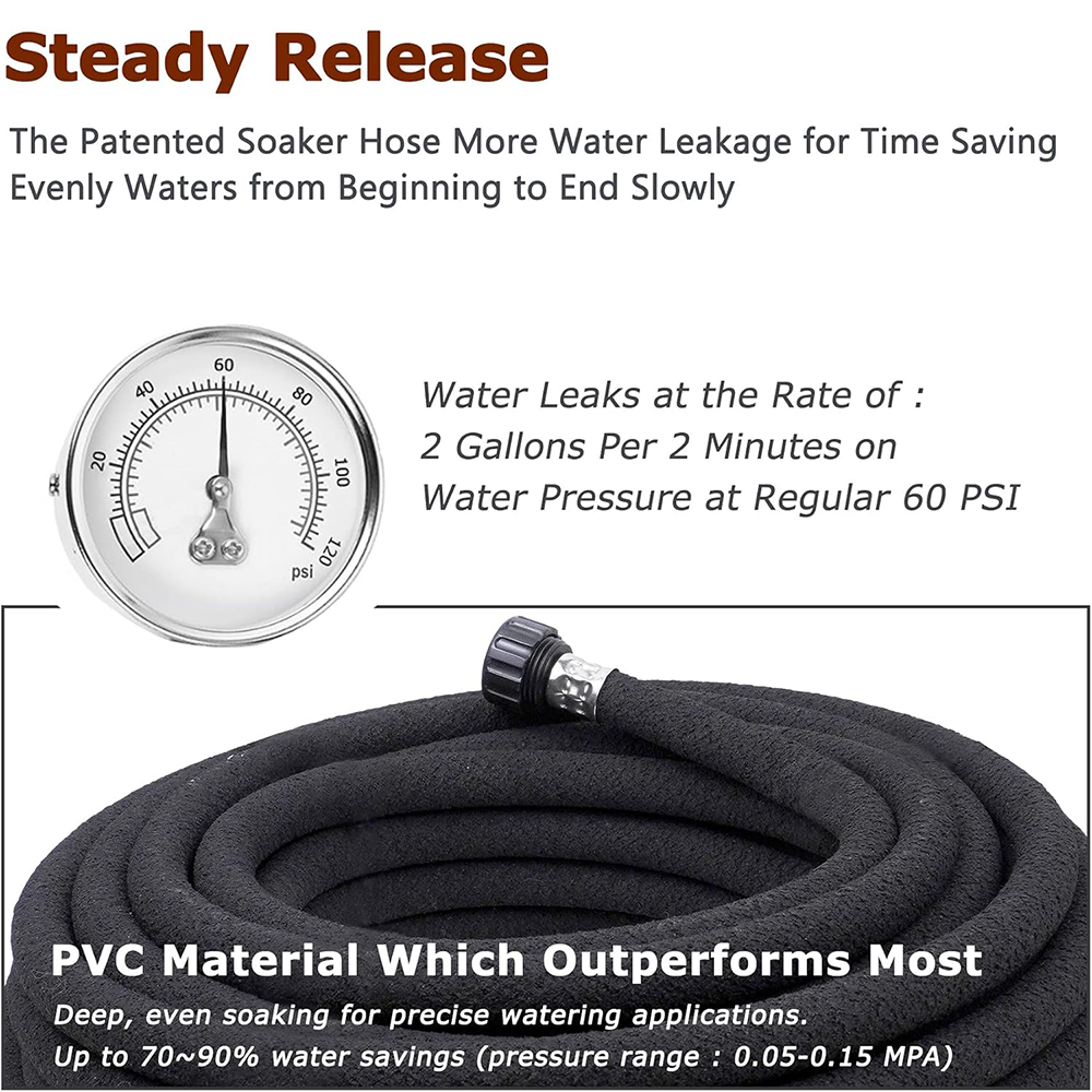 50FT Flexible Buriable Soaker Hose for Landscapes