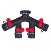 Large Metal 4-Way Hose Connector — Heavy-Duty Multi-Outlet Garden Hose Splitter