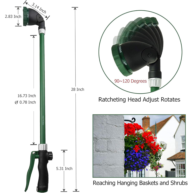 H2O WORKS Heavy Duty 28 Inch Watering Wand with Pivoting Head