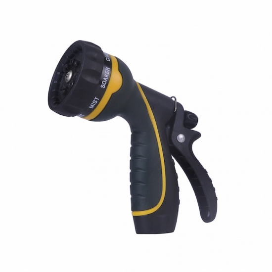 8-Pattern Rear Trigger Plastic Garden Hose Nozzle with TPR Comfort Grip