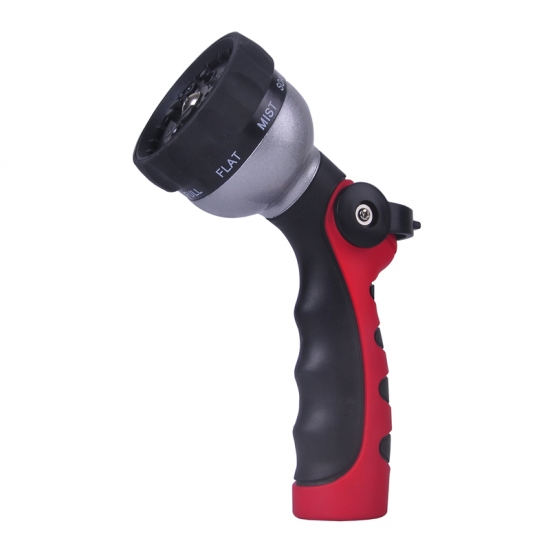 8-Pattern Heavy Duty Die-Cast Metal Hose Nozzle with Thumb ON/OFF Control