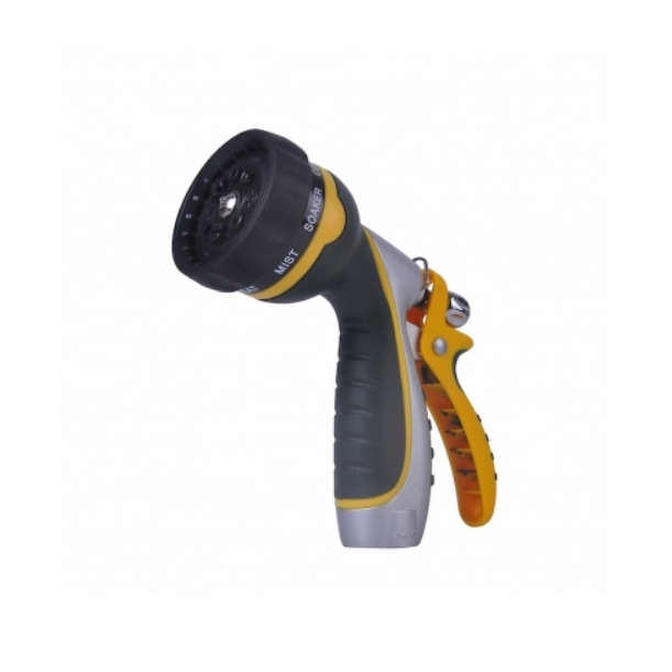 8-Pattern Rear Trigger Garden Hose Nozzle with Rubberized Grip And Trigger Lock