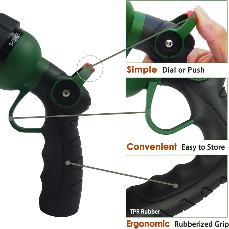 High-Pressure Garden Hose Nozzle with Thumb Flow Control